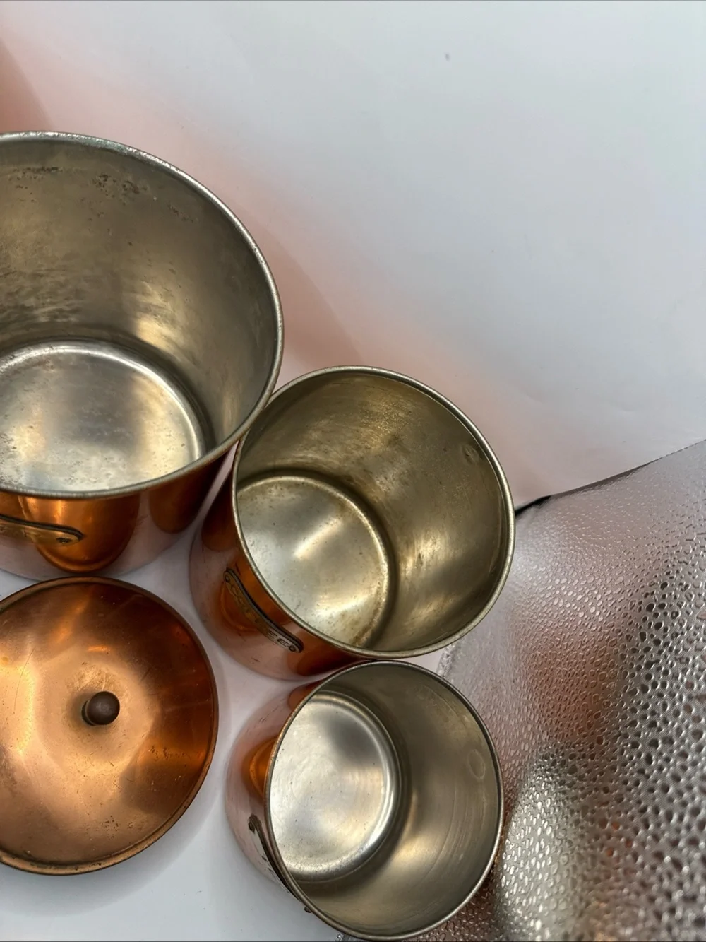MCM Copper & Brass Vintage Canisters Patina Nesting Set 4 Flour/Sugar/Coffee/Tea